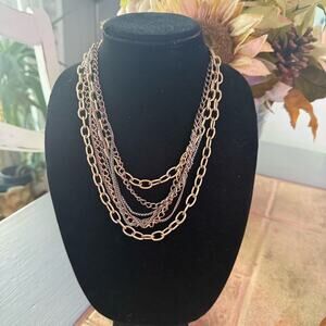 Sabika Gold Tone Multi Chain Chainlink Layered Necklace